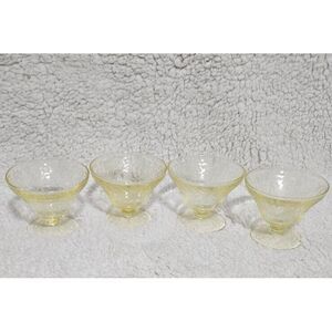 Hazel Atlas Glass Yellow Sherbet Dishes Florentine #2 Poppy Footed Depression‎ 4